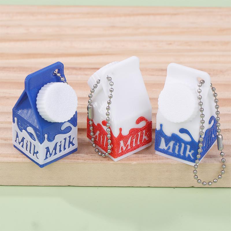 Lactose And Tolerant Pill Holder Mini Milk Carton Keychain Portable Storage Box Backpack Purse Handbag Keychain Pill Container