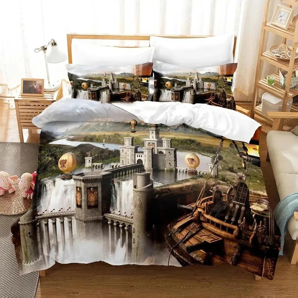Science Fiction Enchanted Castle Bedding Set Boys Girls Twin Queen Size Duvet Cover Pillowcase Bed Boys Adult Home Textileextile