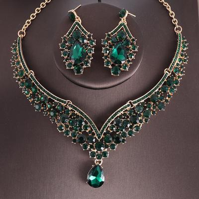 Strass Kristall Halsband Halskette Ohrringe für Frauen Braut Hochzeit Dubai Schmuck Sets