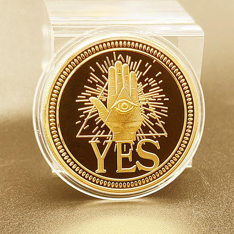 

1Pcs Souvenir Commemorative Coin Yes Or No Prediction Decision Coin Ouija All-Seeing Eye Or Death Gothic Copper Plated Coin