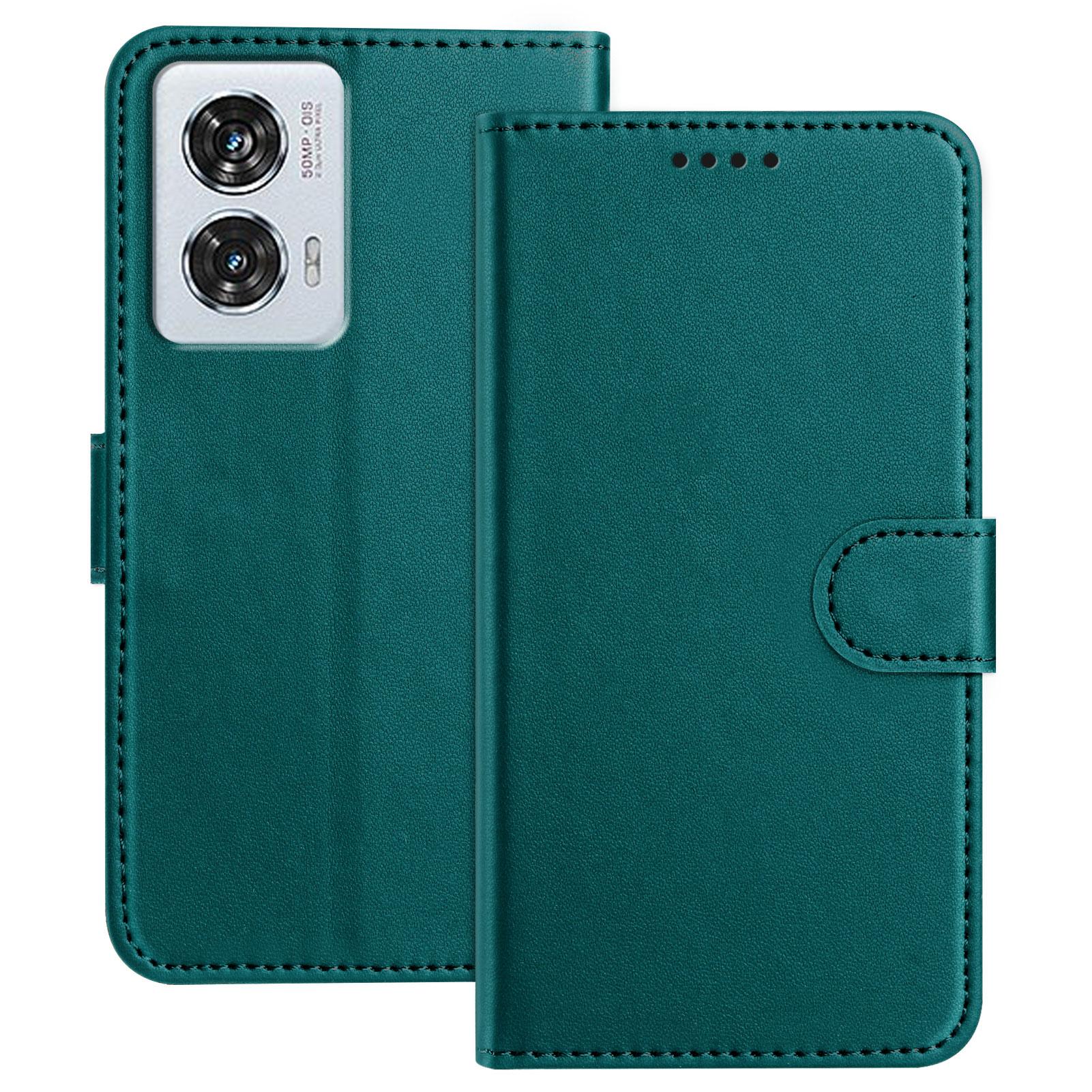 

For Motorola Moto G85 5G/Motorola Edge 50 Fusion 5G Leather Case Wallet Stand Solid Color Anti Drop Phone Cover Green