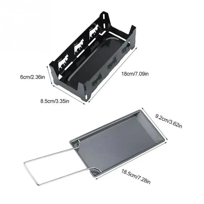 2024 Portable Non-Stick Metal Cheese Raclette Oven Grill Plate Rotaster Baking Tray Stove Set Home Kitchen Baking Tool