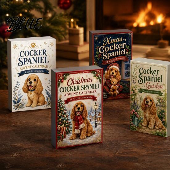 Decoraciones para Árbol de Navidad Calendarios de Adviento para Perros 2026 Calendario de Cuenta Atrás de 24 Días con Adorno de Caja de Regalo Estilo Retro Acrílico 2D Coleccionable