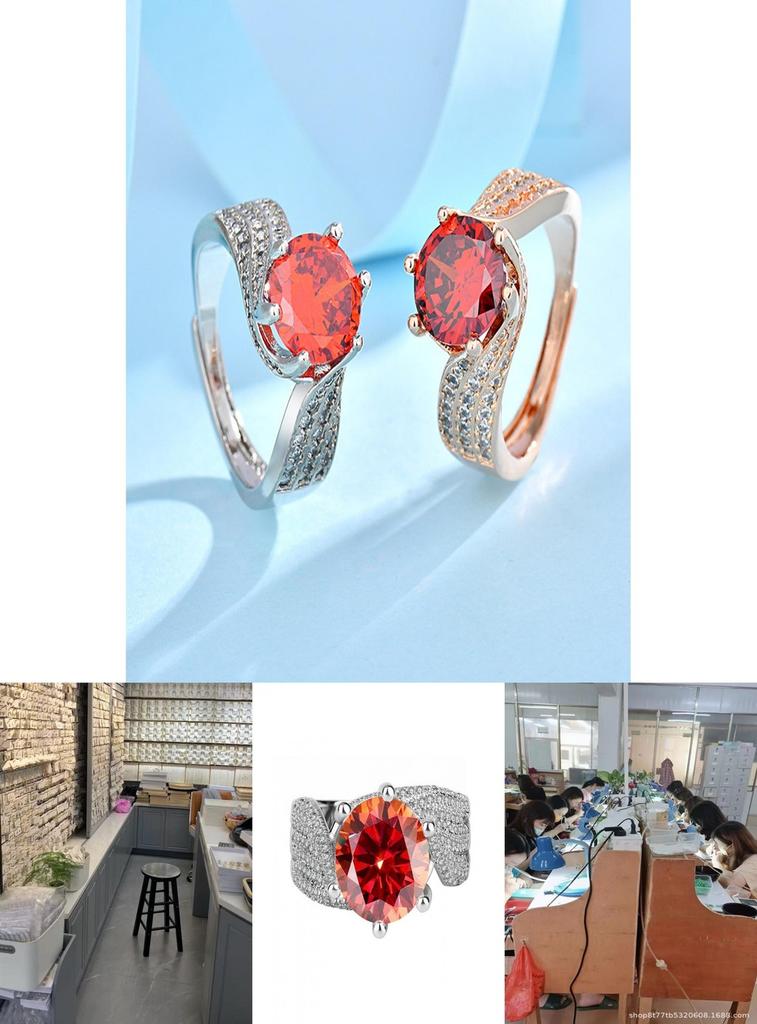 Elegante Anello Lusso Full Diamond con Zirconia Rossa Granato da 3 Carati per Donna