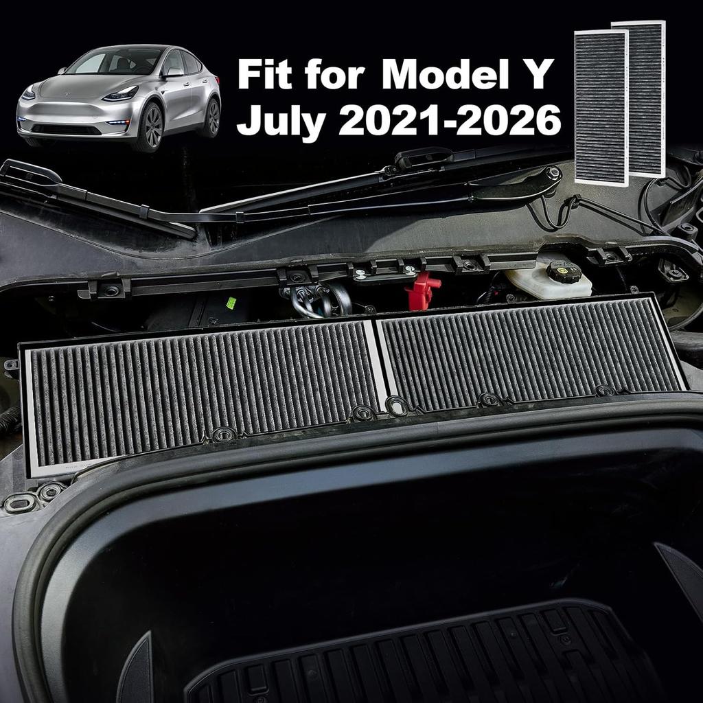 Filtre à air HEPA Spurtar pour Tesla Model Y, Remplacement du filtre à air d'habitacle avec charbon actif pour accessoires Tesla Model Y Juillet 2021-2025 (Lot de 4