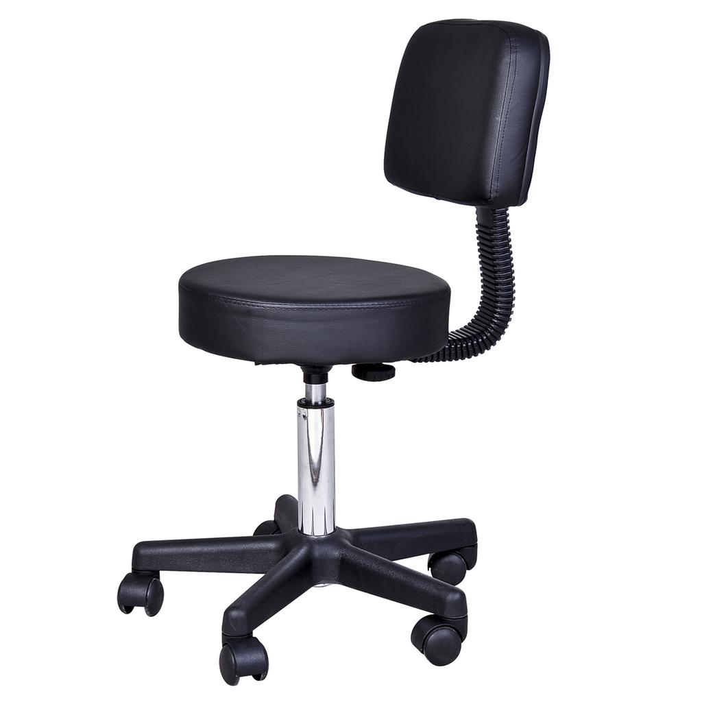 Swivel Salon Chair w/ Padded Seat Back 5 Wheels Adjustable Height Salon Hairdressers Tattoo Spa Rolling Black