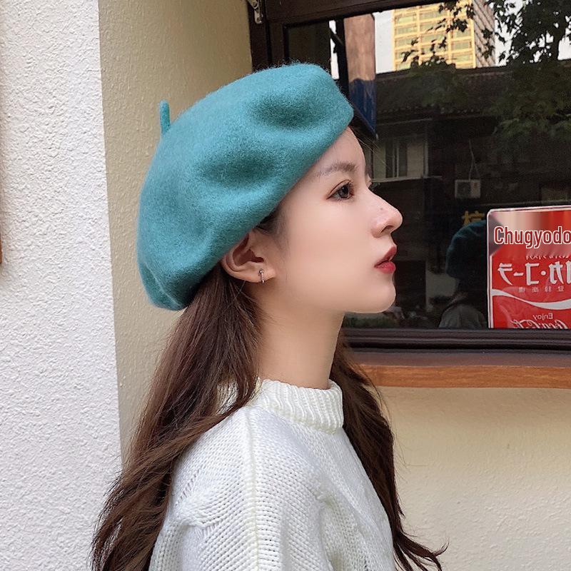 Satomi Ishihara Retro Wool Beret: Thickened Japanese & Korean Versatile Pumpkin Hat for Women
