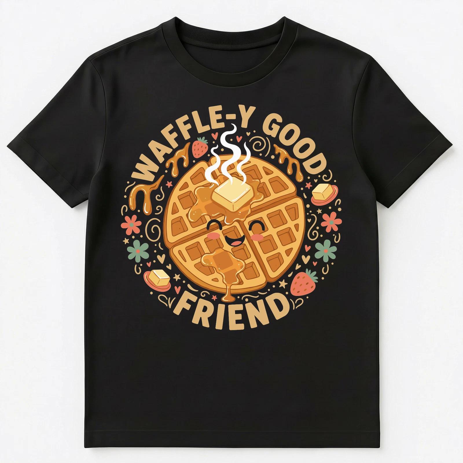 Waffle Y Good Friend Adorable Foodie Humor Art Unisex T-Shirt L