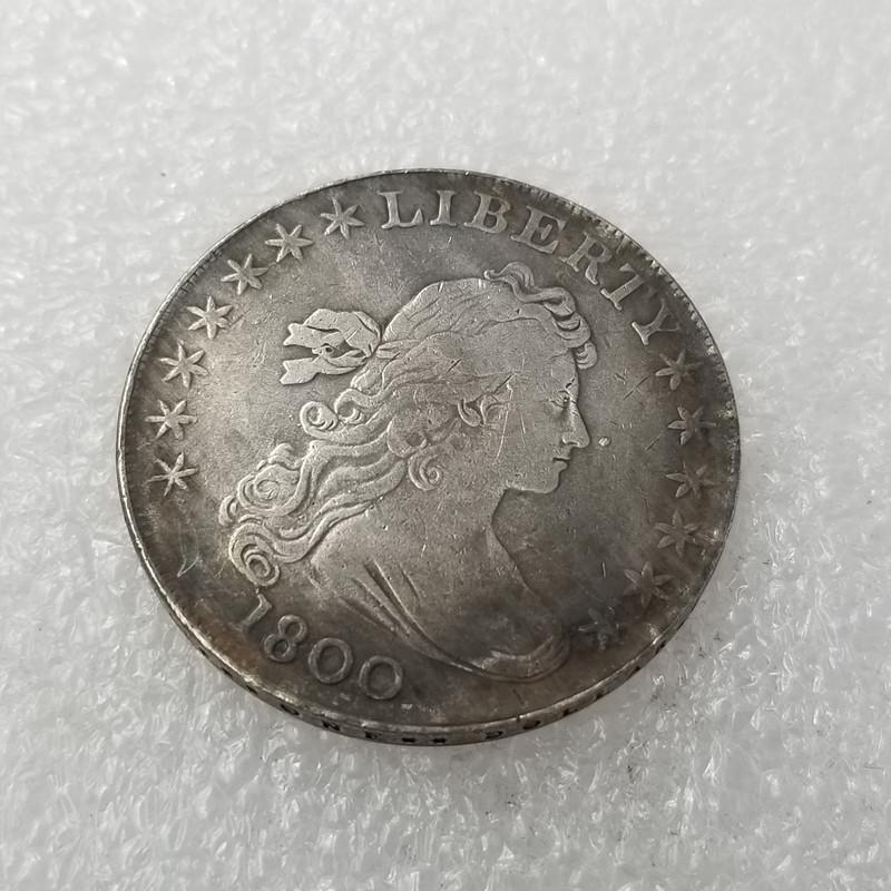 Antique 1800 Brass Silver-Plated US Replica Dollar Coin #3441 Copper