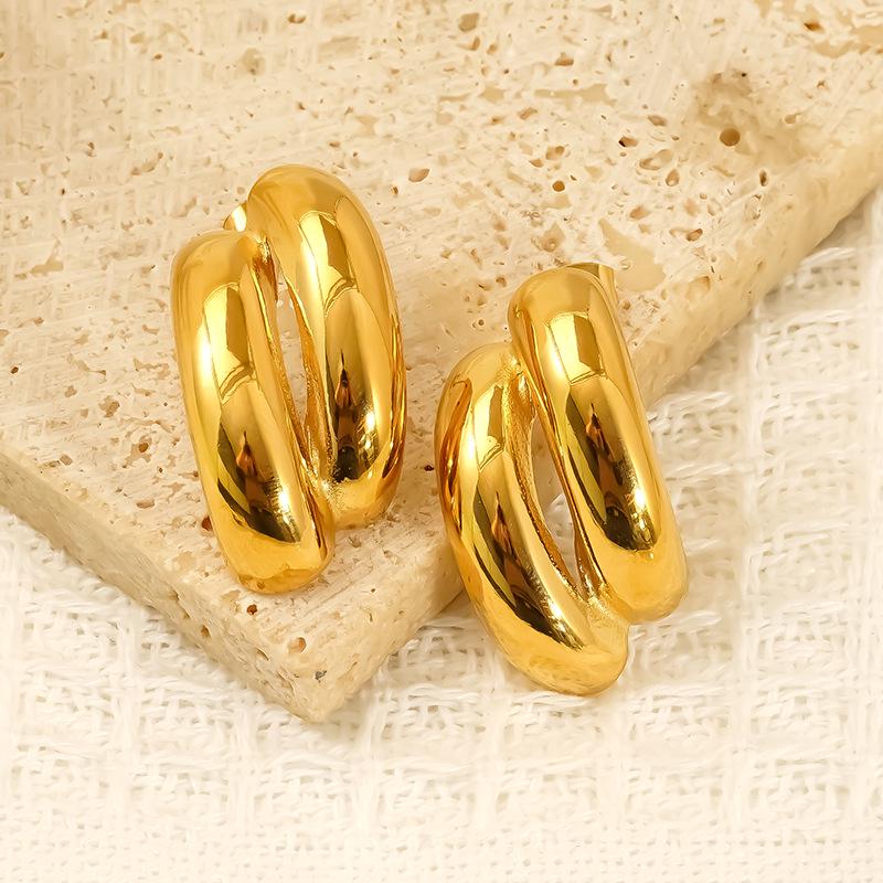 

18k Gold Electroplated Titanium Steel Earrings for Women - Fashionable and Versatile