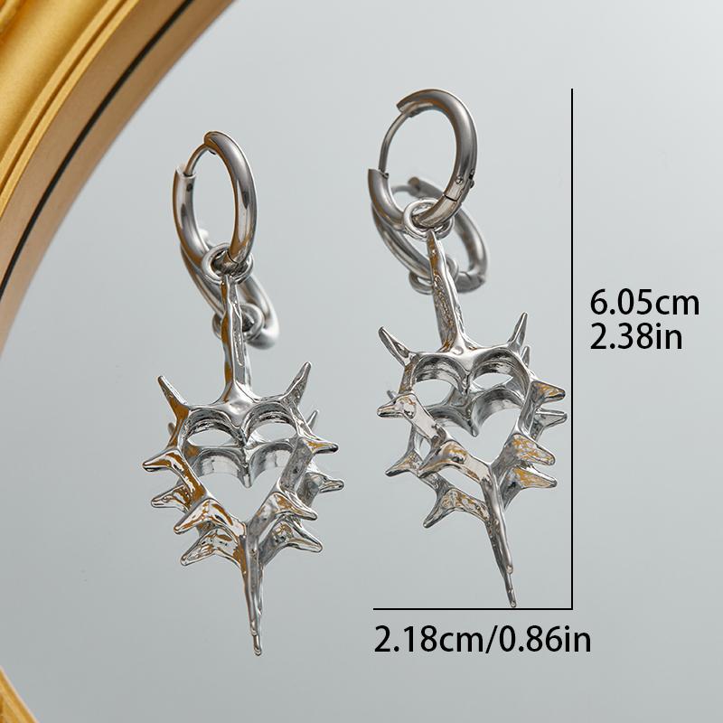 Y2K Punk Hottie Octagonal Star Long Drop Earrings Women's Hip Hop Gothic Harajuku Retro Style Party Gift Accessories