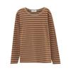 Plus Size Loose-Fit Cotton Striped Long-Sleeve T-Shirt for Middle-Aged & Elderly Women
