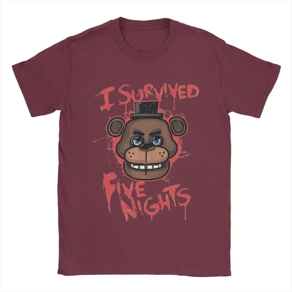Harajuku  Five Nights T-Shirts for Men At Freddys Novelty Pure Cotton Tee Shirt Round Collar Short Sleeve Plus Size Clothes