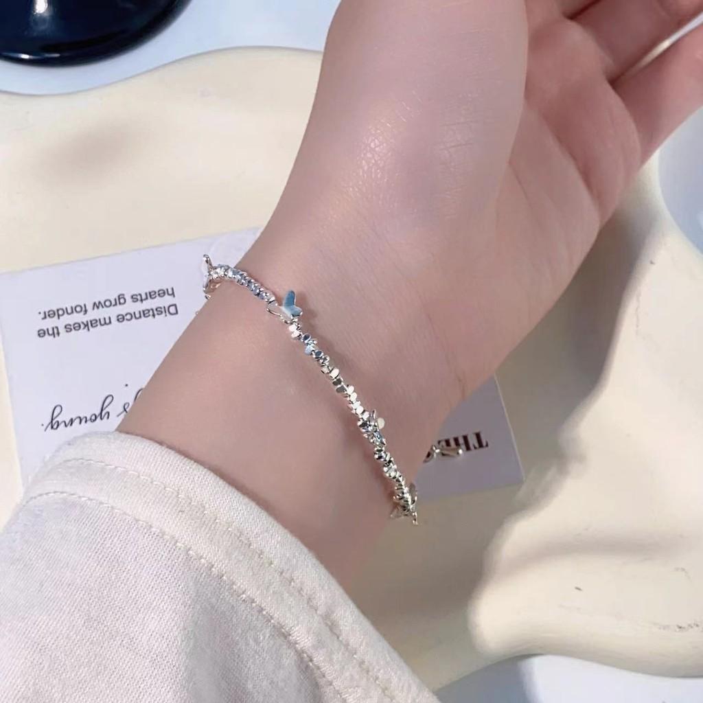 Gradient Elegant Blue Gemstone Butterfly Bracelet For Women Luxurious Summer Jewelry