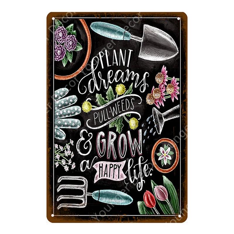 Enjoy Our Garden Kitchen FLowers Metal Tin Sign Farmhouse Home Retro Wall Painting Art Decor Beer Wine Farm Party Poster YL