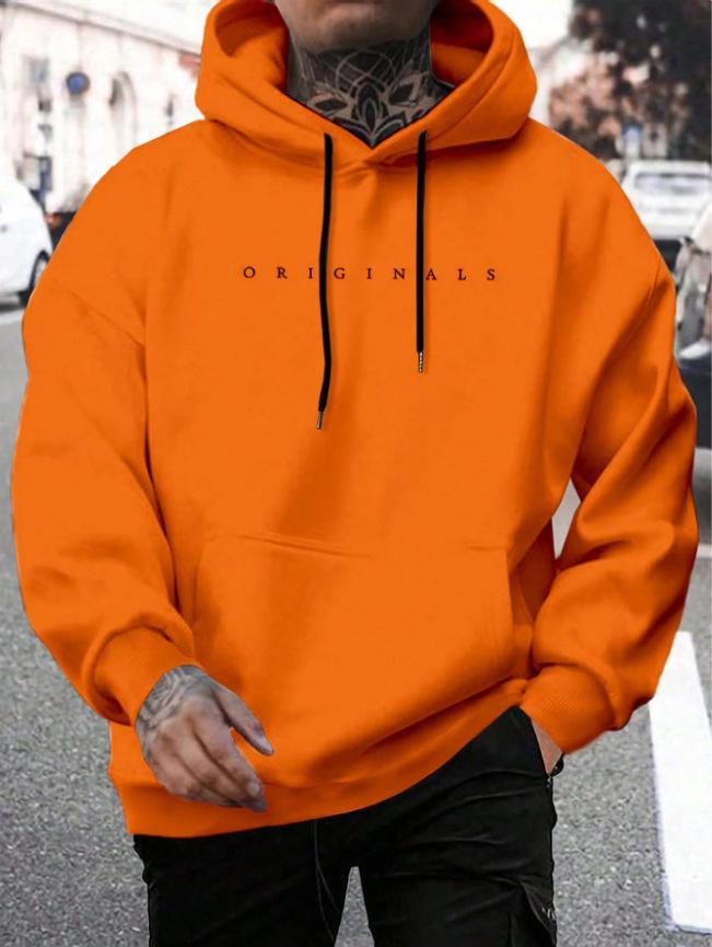 

Men s High Street Casual Loose Hooded Sweatshirt - Trendy Brand, Autumn/Winter Style Small помаранчевий