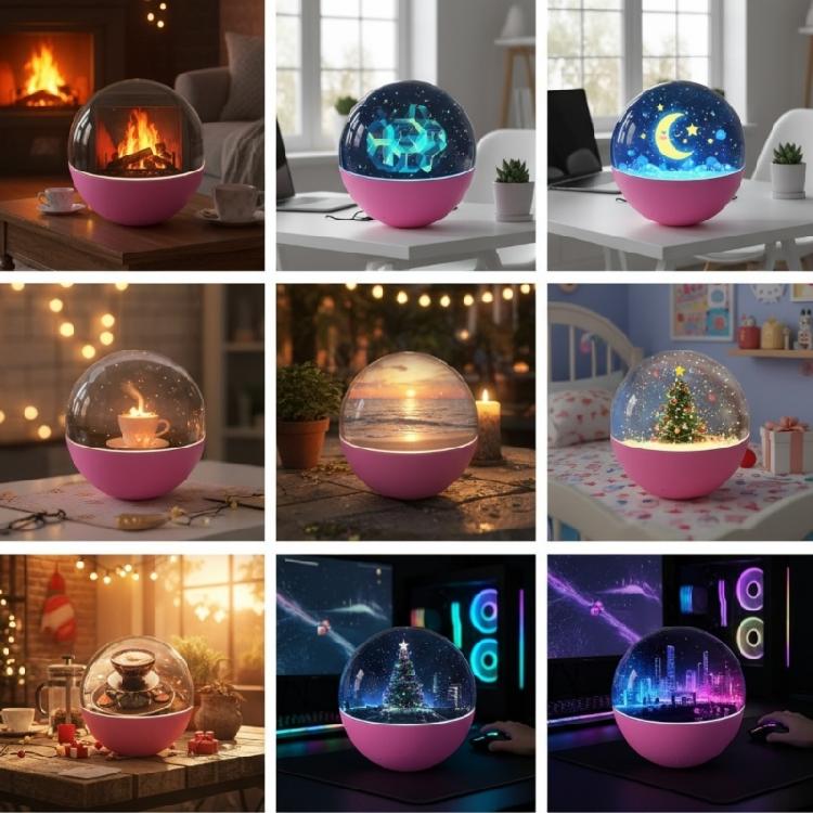 WiFi Crystal Ball Video Player with Uploadable Videos Photos Christmas Memory Orb Ornament Xmases Gift,Home Decorations