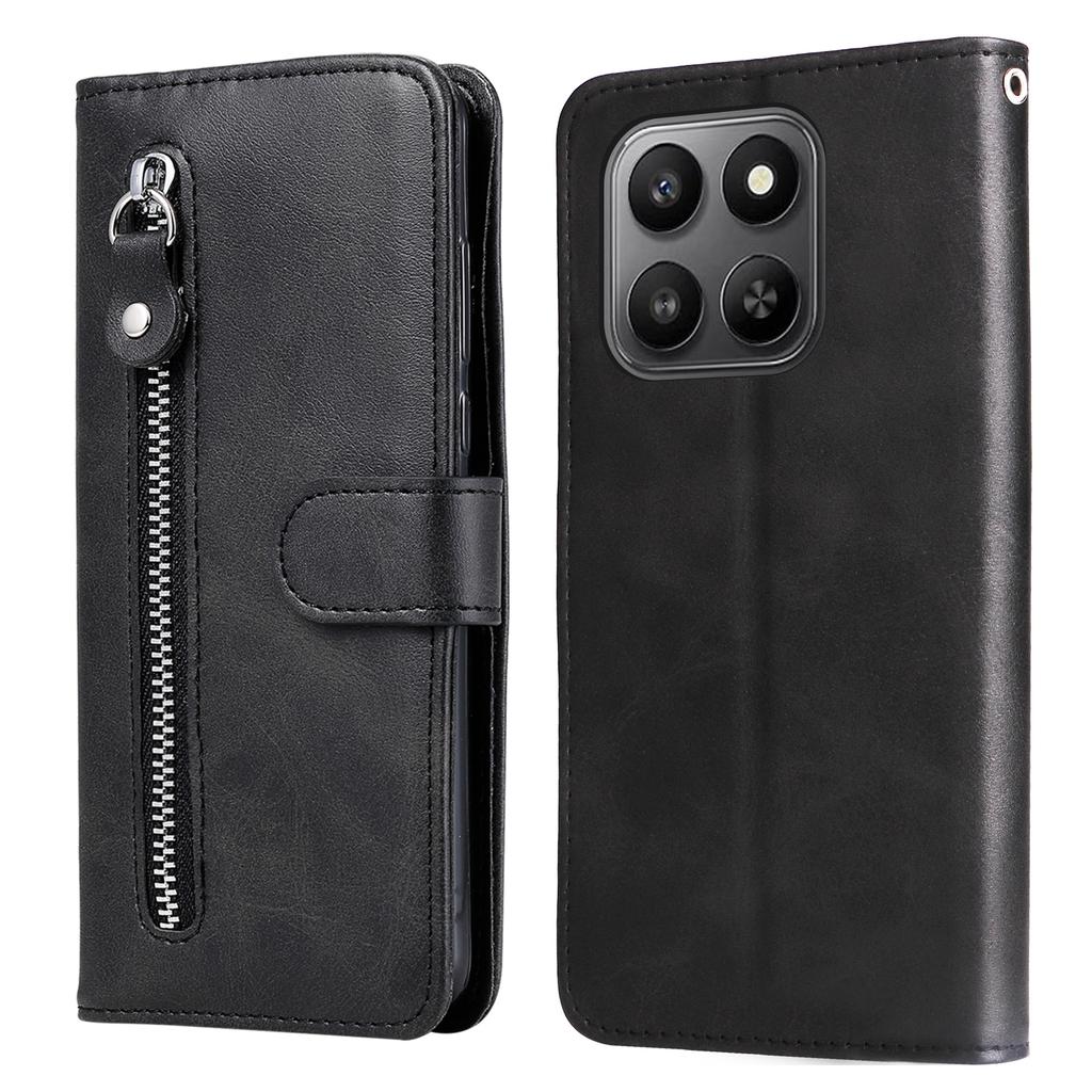 For Honor 400 Smart PU Leather Cases with Zipper Pocket Wallet Phone Cover Stand