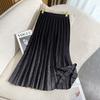 Autumn and Winter Mid Length Knitted Pleated Skirt with Elastic Waist Gradient Skirt