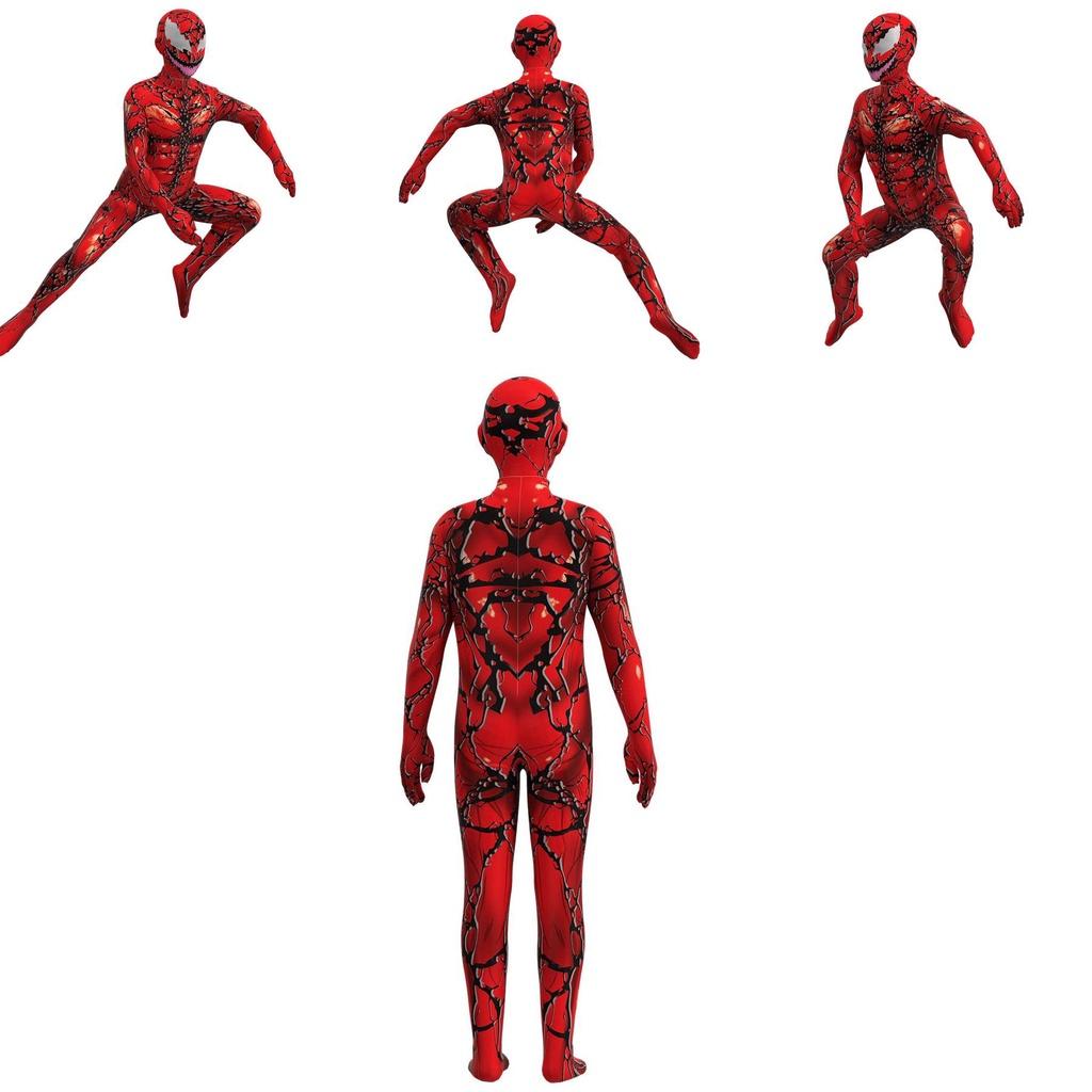 Stunning Kids Venom Carnage Jumpsuit Red Fullbody Costume Suit For Halloween Cos Performance