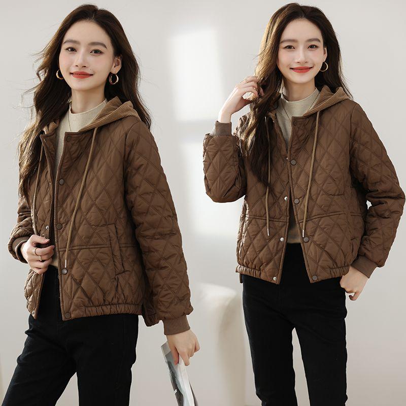 Short Winter Down Coat for Women Hooded Lightweight Puffer Jacket Fashion Casual Cotton Coat