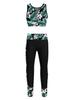 2Pcs Elastic Waistband Long Leggings Pants + Sleeveless Mesh Racer Back Tanks Tops Digital Print Gym Dancewear Outfit