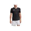 Adidas Logo Print Sport Round Neck Short Sleeve Soccer Jersey Men Tops Black BJ9173