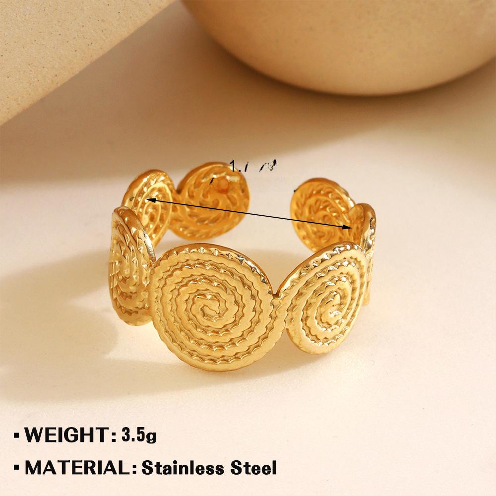 European & American Fashion Stainless Steel Heart-Shaped Geometric Ring - French Retro Style