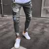Mid-rise Button Zipper Fly Pockets Embroidery Cartoon Letter Print Men Jeans Distressed