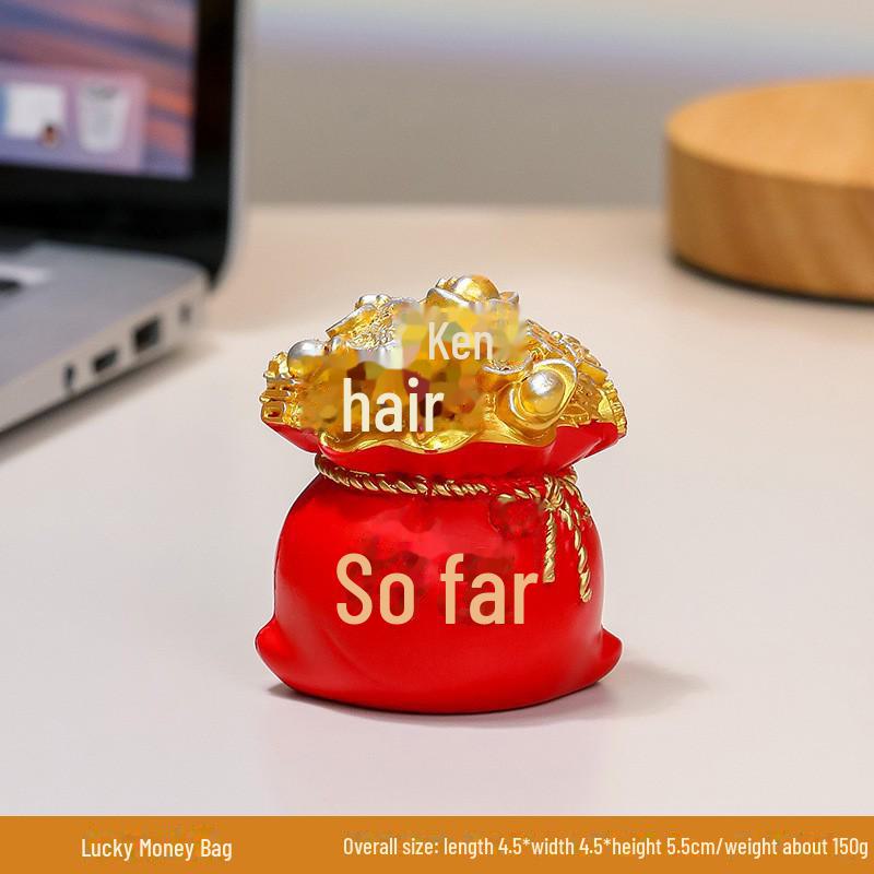 Lucky Cat Resin Desktop Ornament - Cute Cartoon Decoration for Office