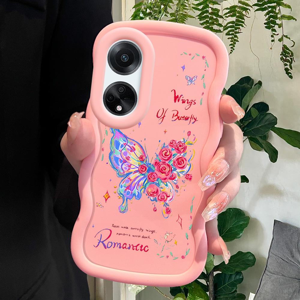 

Окрашенный узор Big Wave Edge Мягкий силиконовый материал Macaron чехол для телефона противоударный защитный резиновый чехол для OPPO Reno Realme OPPO Reno5 K розовый