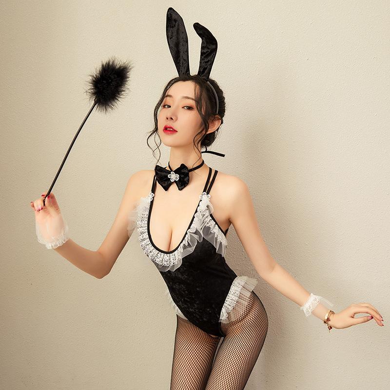 Sexy Lingerie Velvet Bunny Uniform Three-Point Onesie Cosplay Seduction Suit