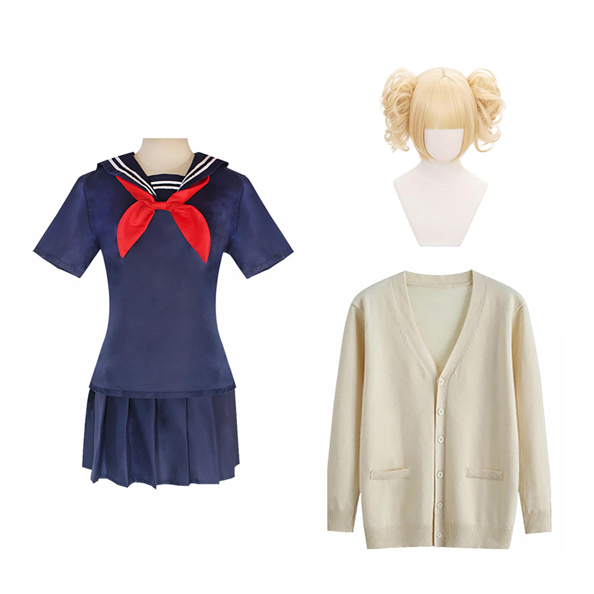 

Костюм для косплея Мидория Тога Химико с париком, матросская форма, костюм на Хэллоуин (Комплект костюма + парик, Размер S)