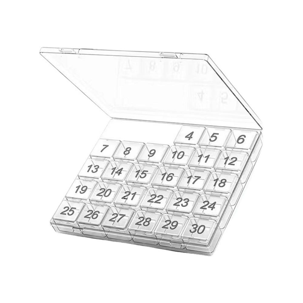 Transparent Monthly Pill Organizer Squeeze-to-Open Daily Medcine Container Supplement Style 2
