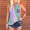 Womens Tie-Dye Leopard Pocket Sleeveless Tank Top Casual Summer Blouse Shirts