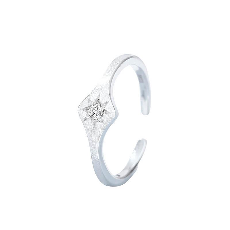 Light Luxury Niche Octagram Matte Brushed Ring Women's Personality Plain Ring Open Ring