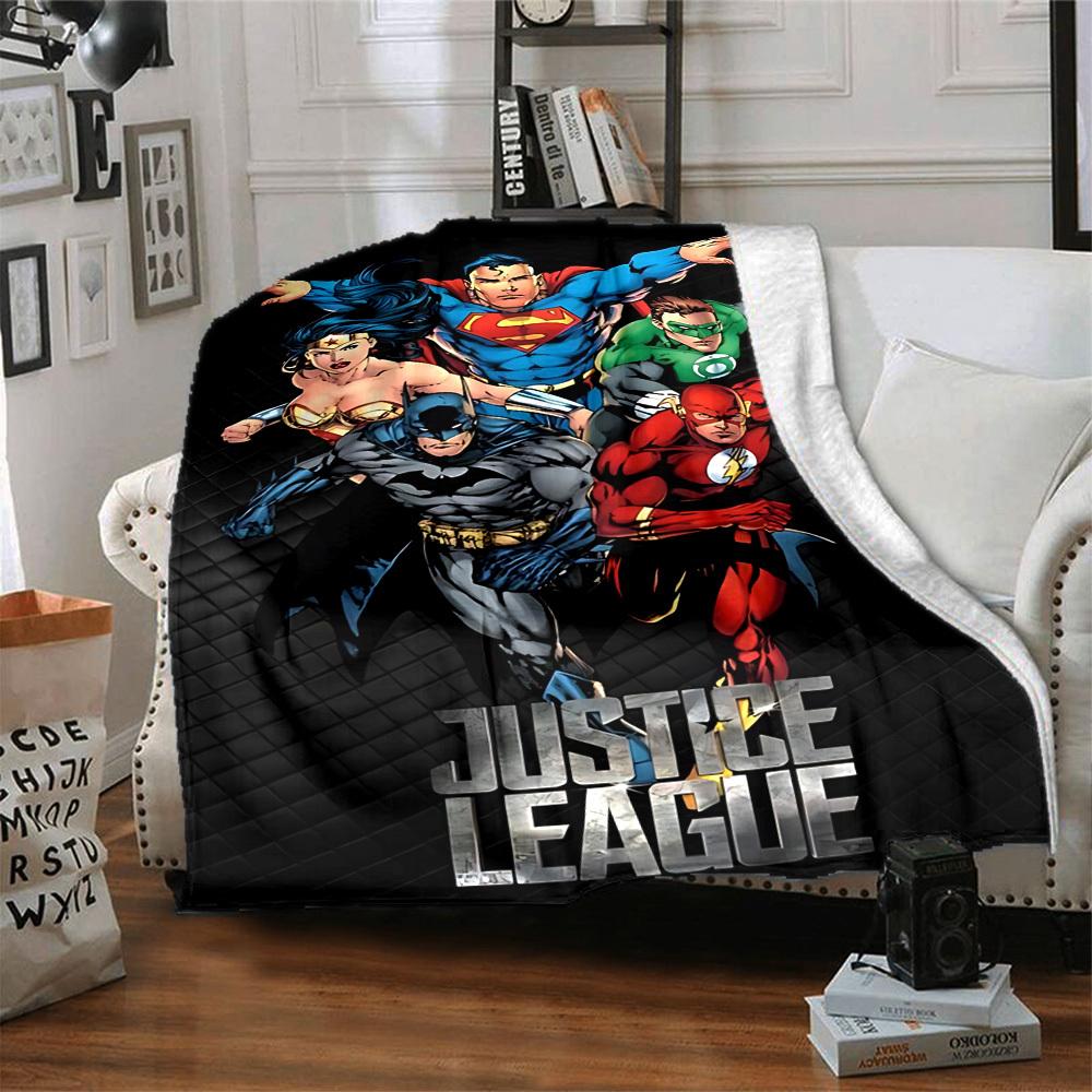 1 Stück Justice League Decke Polyesterfaser, Ganzjahreskomfort für Sofa, Bett, Büro, Auto, Camping, Ideale Heimdekoration & Geschenk, Bürokomfort