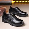 Leather shoes men's lace up workwear men's shoes thick soled versatile height increasing shoes casual men's shoes