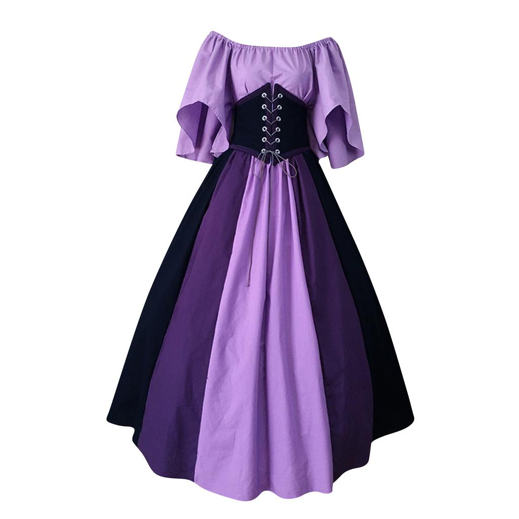 Neues mittelalterliches Kostüm für Damen Halloween Korsett Gotisches Renaissancekleid Übergröße Glockenärmel Ballkleid Cosplay Kleidung