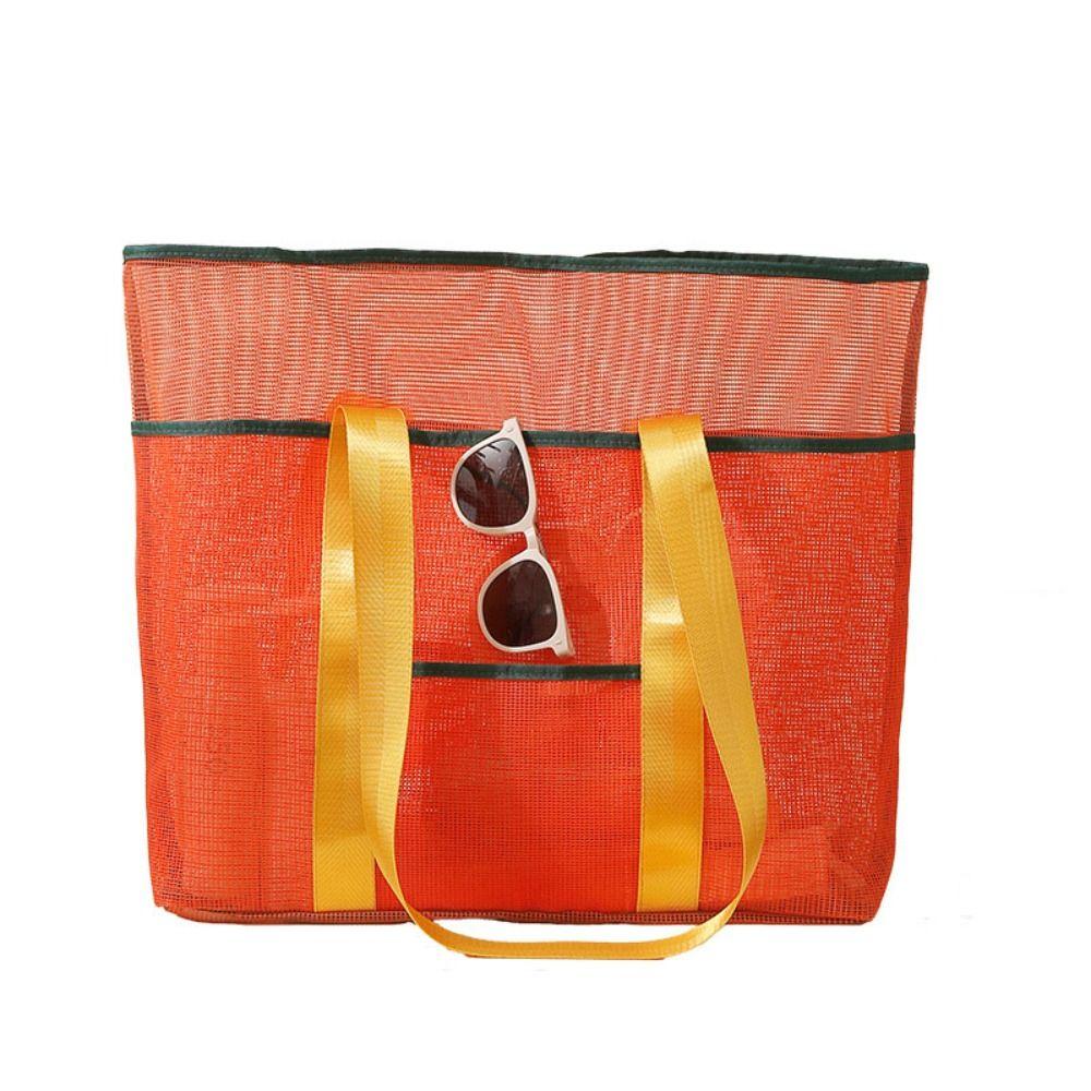 Foldable Mesh Shoulder Bag Large Capacity Swimming Handbag Reusable Toiletry Storage Bag  Travel