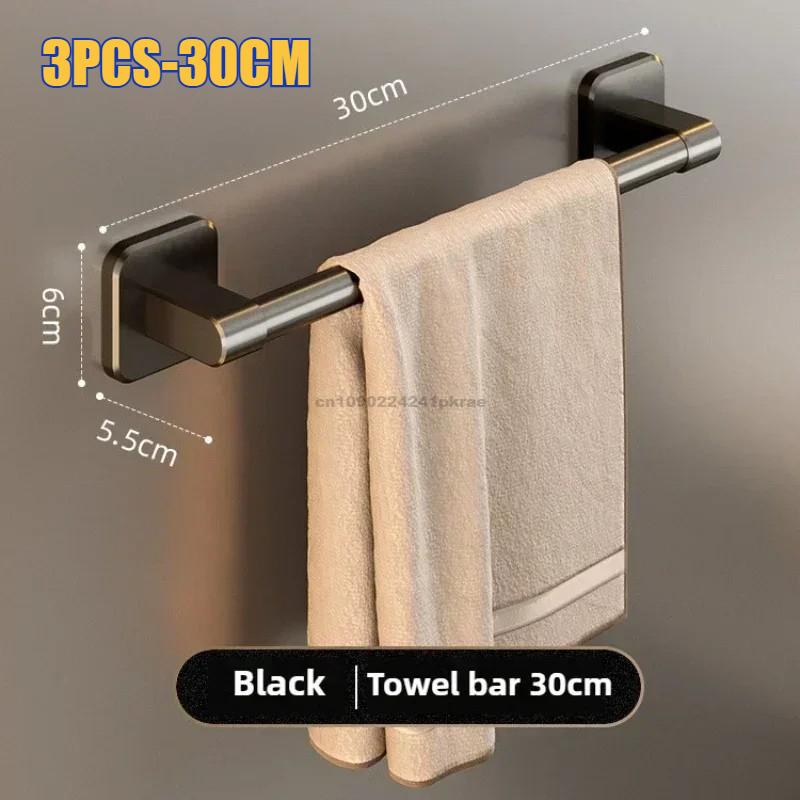 Bathroom Towel Rack Towel Holder Self-adhesive Bathroom Towel Rack Hooks Bathroom Shelf Without Drilling Towelrack Bathroom