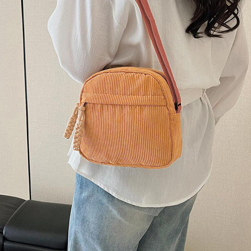 Simple Versatile Crossbody Bag Fashionable Casual Small Square Bag Personalized Commuting Shoulder Bag Corduroy Unisex Handbag