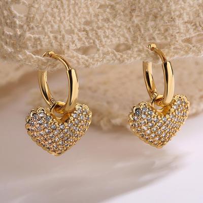 Zircon Heart Drop Earrings - Light Luxury, Simple & Versatile Design for Women