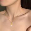 18K Gold Matte Sandblasted Zircon Jigsaw Necklace