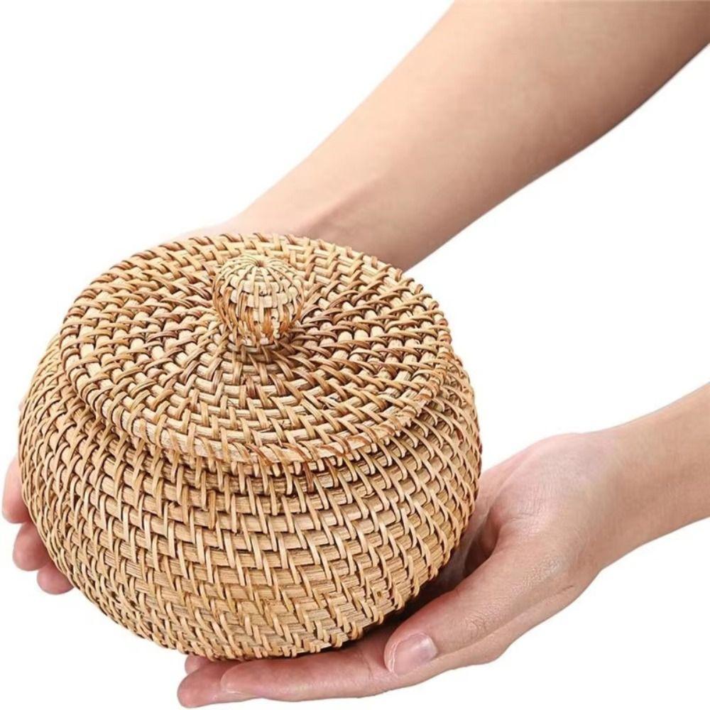 Wicker Rattan Storage Basket Rattan Decorative Storage Box Decorative Organizer Key Storage