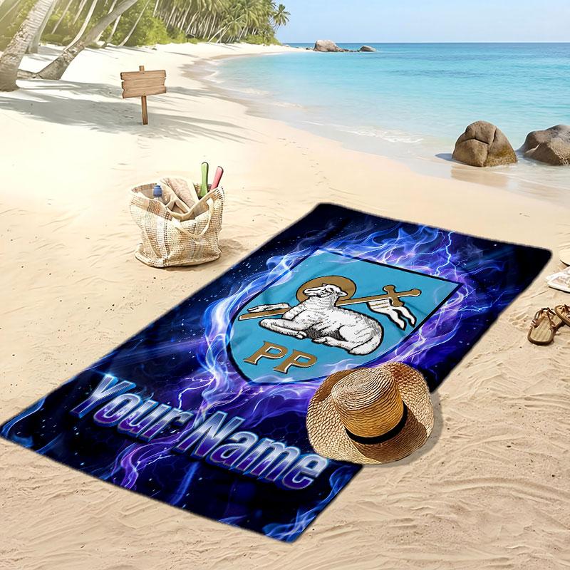 Preston North End Personalized Printed Beach Towel Soccer Logo Support Custom Name Text Absorbent Towel For Sport Travel Special Gift