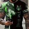New Summer Men's Fashion T-shirt Personality Fierce Wolf Printed Men's T-shirt Top