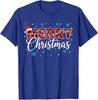 Funny Merry Christmas Buffalo Plaid Santa Hat Unisex Women TShirt Xmas Costume Novelty Gift Festive Santa Hat and String Lights