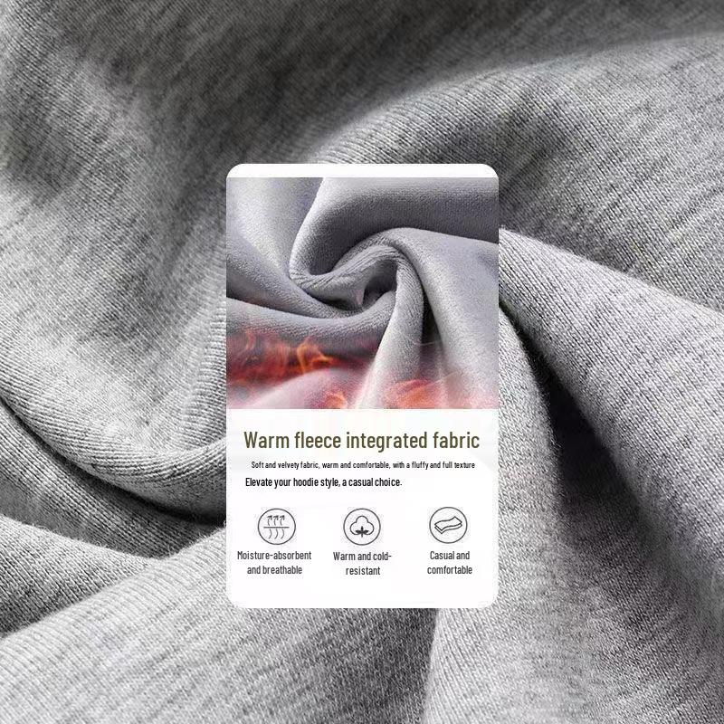 Men's Korean Style Solid Fleece Zip-Up Hoodie - Autumn/Winter Casual Sports Cardigan