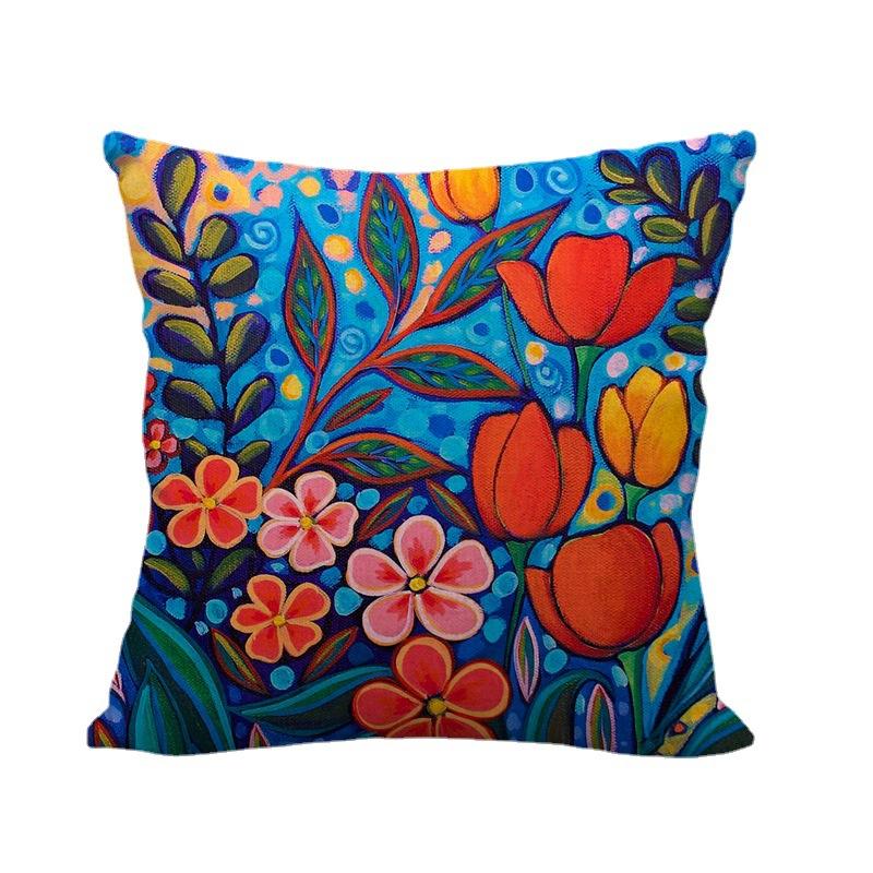 Pumpkin Plant Watercolor Painting Digital Printing Short Plush Pillow Covers For Car Sofa Office Cushion Cover Home Goods
